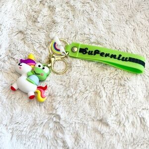 Sanrio Kuropi on a Unicorn Keychain Wristlet Bag Charm
